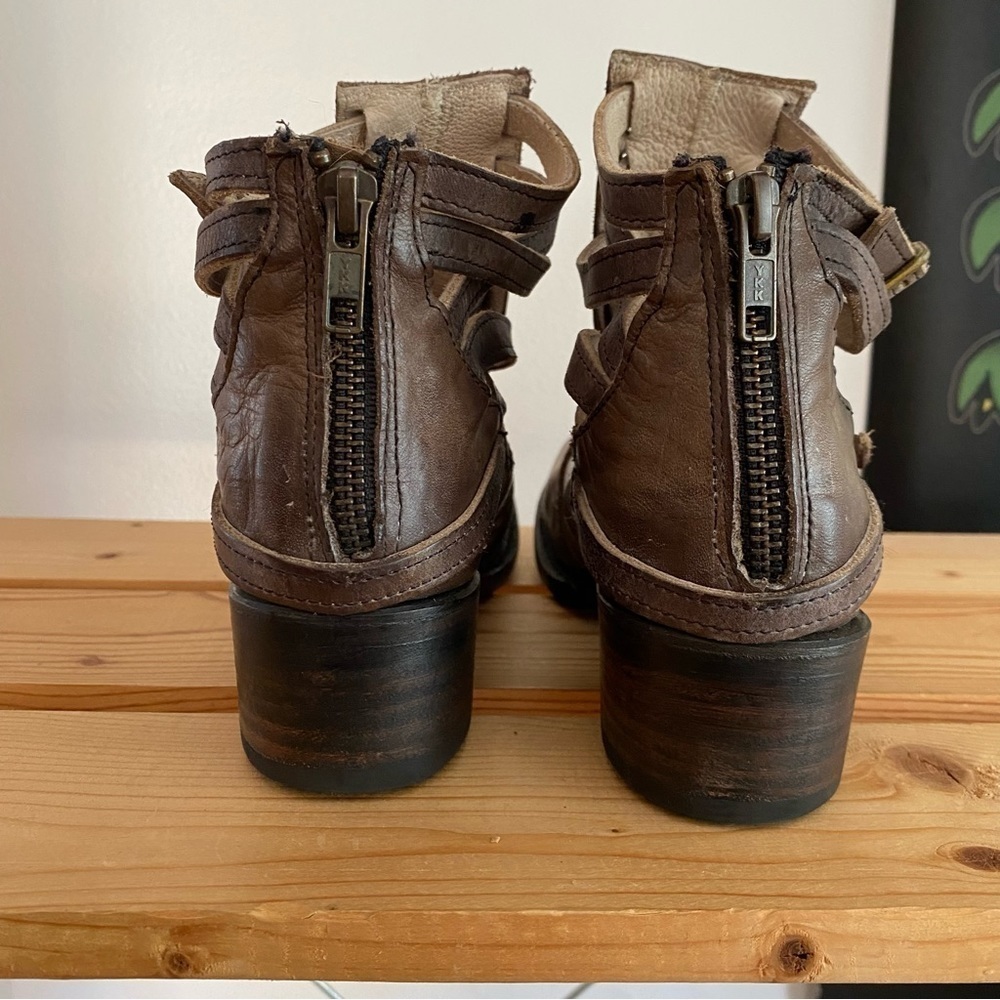 Firebird by Steven Gray Brown Leather Distressed Stair Ankle Boot 6 - Picture 6 of 16